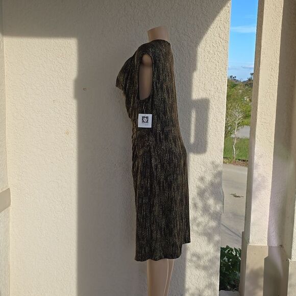 BRAND NEW ANNE KLEIN DRAPERS NECK SEQUINS EMBELLISHED KNEE-LENGTH DRESS - Picture 10 of 12